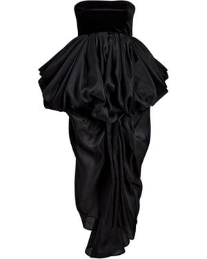 KHAITE Bronte Tufted Silk Organza Midi Dress - Black