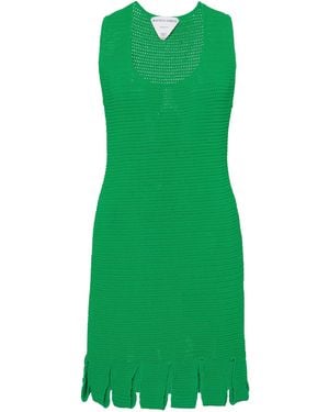 Bottega Veneta Carwash-hem Cotton-blend Mesh Mini Dress - Green