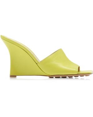 Bottega Veneta Stretch Wedge Lounge Leather Mules - Yellow