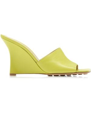 Bottega Veneta Stretch Wedge Lounge Leather Mules - Yellow