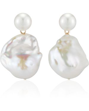 Mateo Duality 14K Pearl Earrings - White