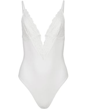 Fleur du Mal Charlotte Lace-Trimmed Jersey 3-Way Bodysuit - White
