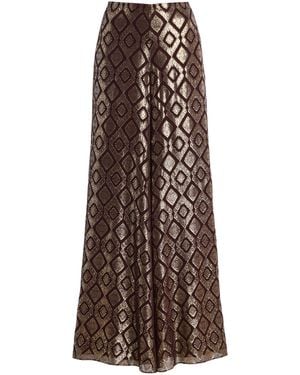 Alexis Maxine Metallic Jacquard Wide-Leg Pants - Brown
