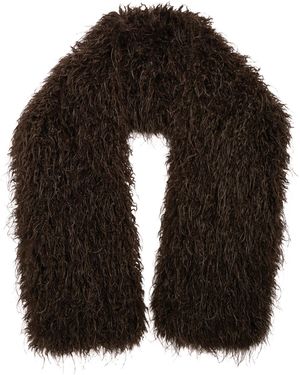 Apparis Dame Faux Mongolian Fur Shawl - Black