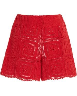 All That Remains Auri Crocheted Cotton Shorts - Red