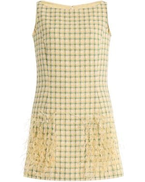 Oscar de la Renta Pocket-Detailed Checked Tweed Mini Dress - Yellow