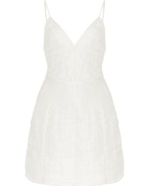 Moré Noir Mona Ruched Cotton-silk Voile Mini Dress - White