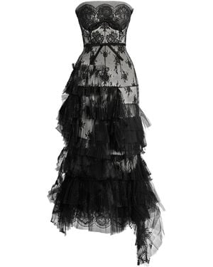 Erdem Tiered Lace Bustier Midi Dress - Black