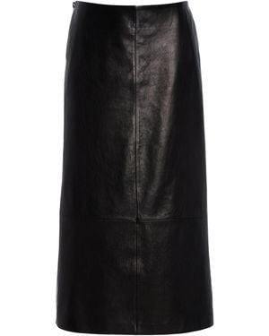 Brandon Maxwell The Avery Leather Midi Skirt - Black