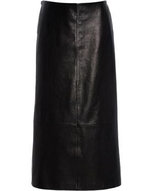 Brandon Maxwell The Avery Leather Midi Skirt - Black