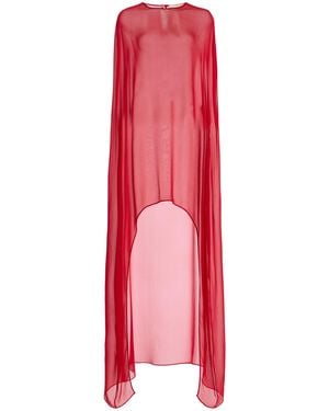 The New Arrivals Ilkyaz Ozel Shiva Silk-Chiffon Cape Top - Red