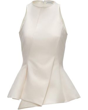 Magda Butrym Asymmetric Wool-Blend Peplum Top - White