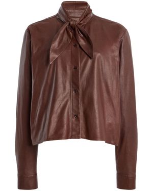 Twp Tie-Embellished Leather Shirt - Brown