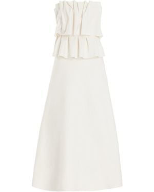 House of Dagmar Ruffled Stretch-crepe Strapless Midi Dress - White
