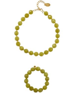 Chan Luu Oona Jade Necklace And Bracelet Set - Metallic