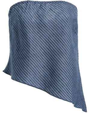 Deiji Studios Line Striped Linen Top - Blue