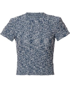 Lena Hoschek Devon Cotton-Blend Knitted Top - Blue