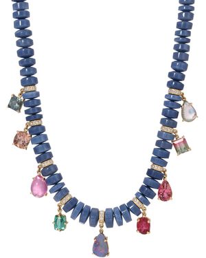 Jacquie Aiche 14K Graduated Opal Cylinder Beaded Necklace With Multi Gemstone Shakers - Blue