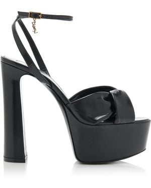 Saint Laurent Franciane Leather Platform Sandals - Black