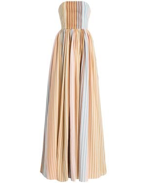 Marrakshi Life The Striped Cotton Corset Maxi Dress - Natural
