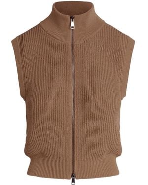 AYA MUSE Aries Ribbed-knit Cotton-blend Vest - Brown