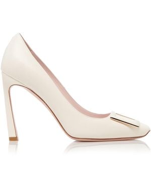 Roger Vivier Belle Vivier Trompette Leather Court Shoes - Natural