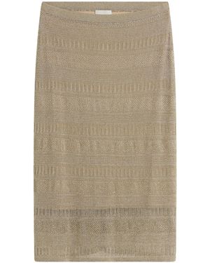 Posse Sass Metallic Knit Midi Skirt - Natural