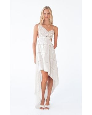 KETTEL ATELIER Victoria Asymmetric Crochet Mini Dress - White