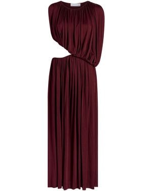 Marina Moscone Gathered Draped Maxi Dress - Purple