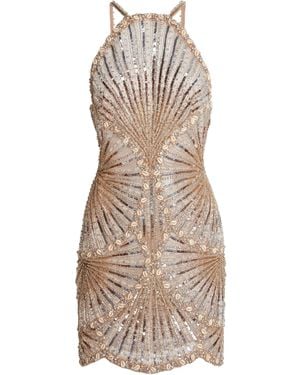 Zuhair Murad Sand Shell Embroidered Mini Dress - Natural