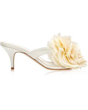 Magda Butrym Satin Cream With Flowers Thong Sandals - Metallic
