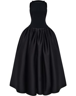 Rasario Open-Back Crepe-Satin Maxi Dress - Black