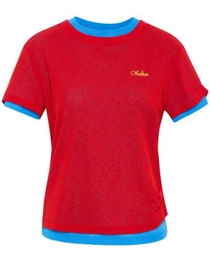 Siedres Rae Contrast-Trim T-Shirt - Red