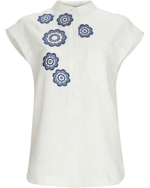 Silvia Tcherassi Adele Linen-Cotton Top - White