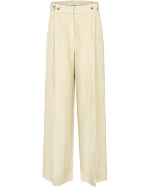 DI STAVNITSER Dahlia Mid-Rise Linen-Silk Wide-Leg Trousers - Natural