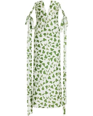 Alejandra Alonso Rojas Ribbon-detailed Silk Bustier Dress - Green