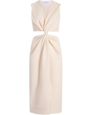 Marina Moscone Cotton Twist Midi Dress - Natural