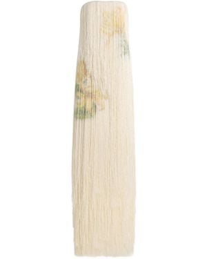 Oscar de la Renta Strapless Fringed Gown - Natural