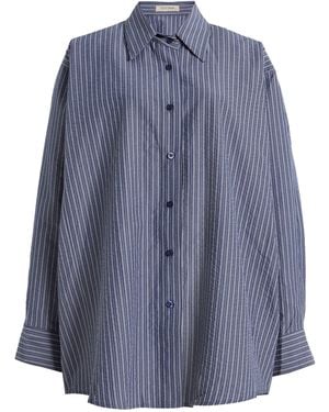 ELCE Exclusive Ime Striped Cotton-Blend Shirt - Blue