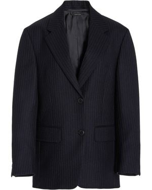 Prada Pinstriped Wool Blazer - Blue
