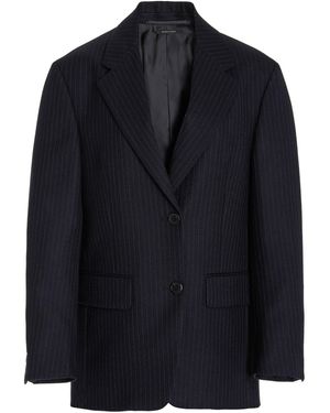 Prada Pinstriped Wool Blazer - Blue