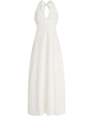 Posse Salma Eyelet Cotton Maxi Halter Dress - White