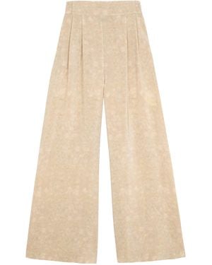 Cortana Ada Silk Mid-Rise Wide-Leg Trousers - Natural