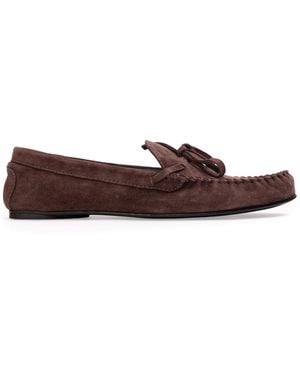Black Suede Studio Solana Suede Moccasins - Brown