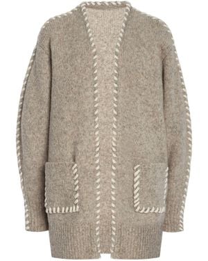 AISLING CAMPS Whip-stitched Wool-blend Knit Cardigan - Grey