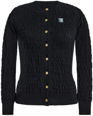 Conner Ives Exclusive Shirred Knit Cotton-Cashmere Cardigan - Black