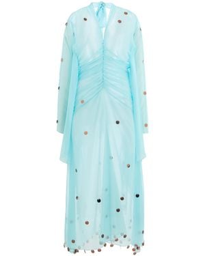 Siedres Exclusive La Isla Ruched Sequined Chiffon Maxi Dress - Blue