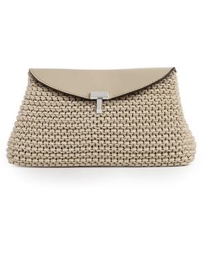 TOTEME Mini T-Lock Woven-Leather Clutch - Natural