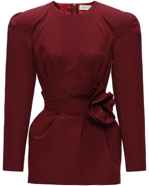 Magda Butrym Rosette-Detailed Cotton-Silk Mini Dress - Red