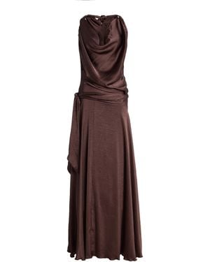 Siedres Exclusive Nesta Draped Devoré Chiffon Maxi Dress - Brown
